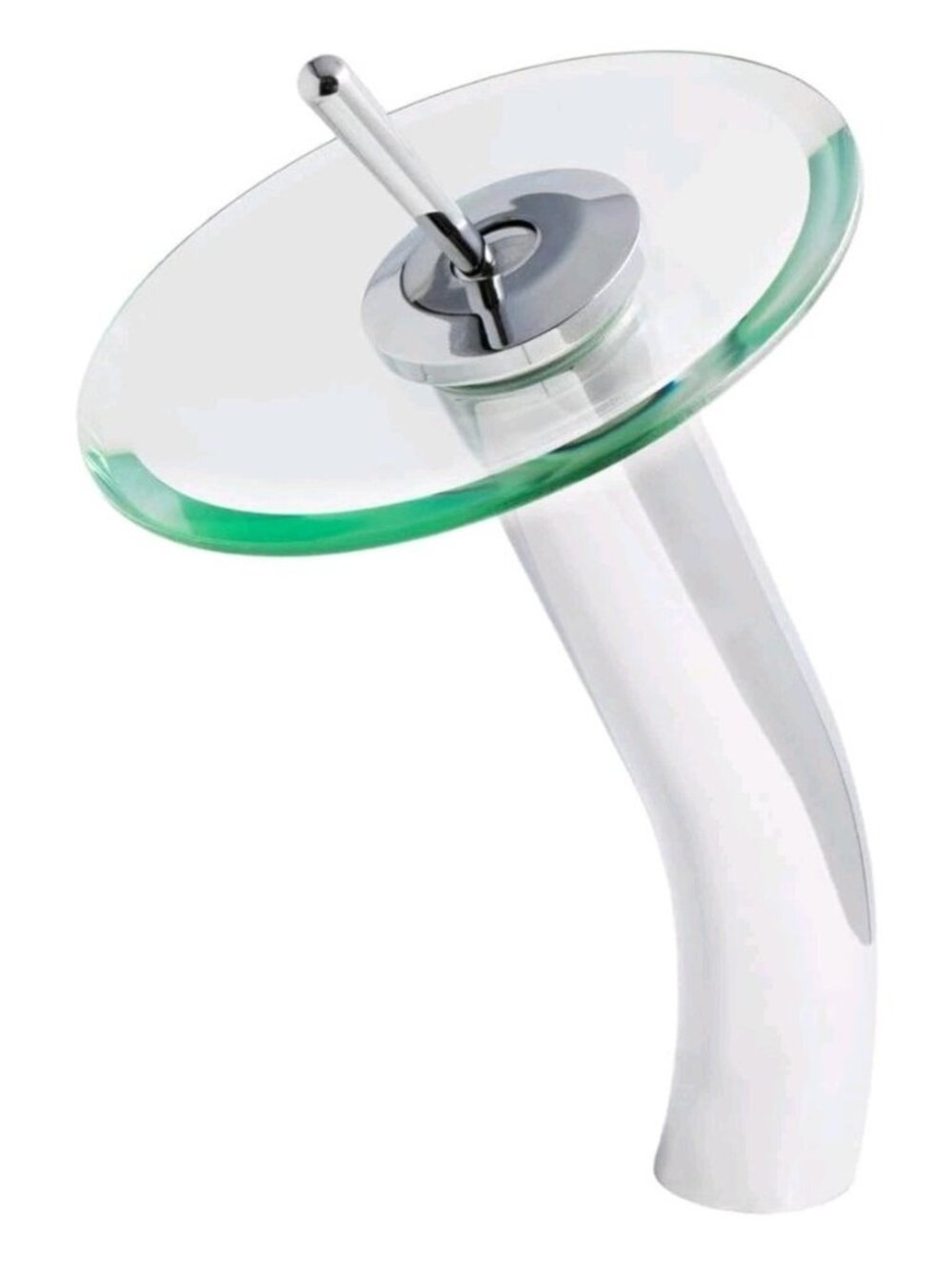 Novatto GF-001CH-C Falls Single Lever Waterfall Vessel Faucet, Chrome/Clear Glas